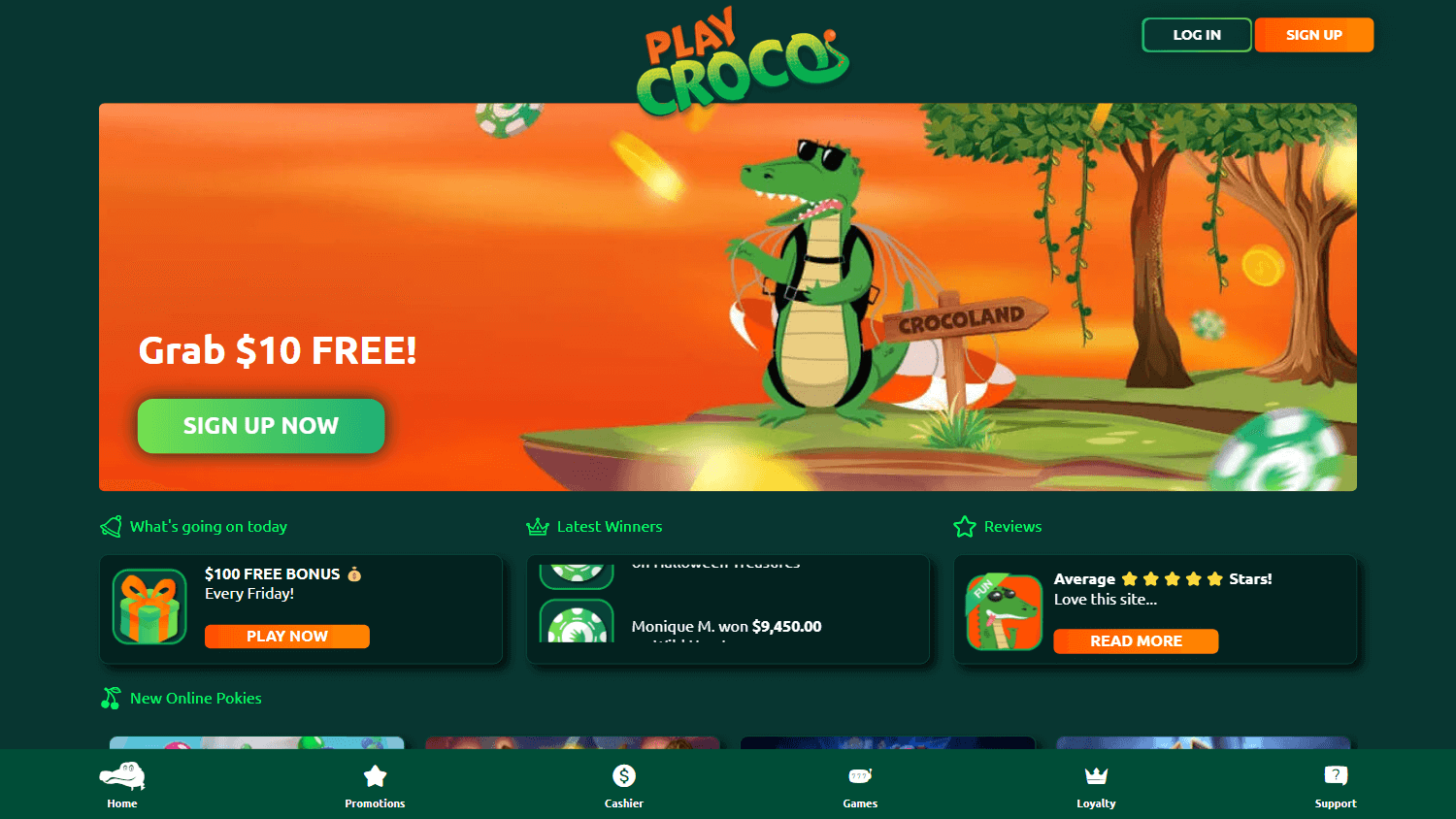 PlayCroco Casino Desktop screenshot